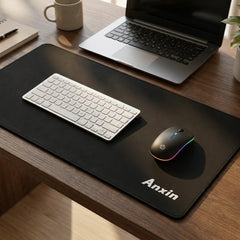 Premium Wireless Desk Bundle: Bluetooth Keyboard + Rechargeable RGB Mouse + Extra-Large Suede Mat