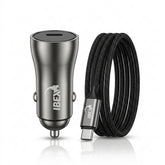 IBEX Dual USB Car Charger with Braided USB-C Cable – Fast Charging Car Adapter