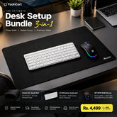 Premium Wireless Desk Bundle: Bluetooth Keyboard + Rechargeable RGB Mouse + Extra-Large Suede Mat