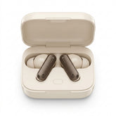 Cream Wireless Earbuds – TWS Bluetooth Earphones with Transparent Charging Case