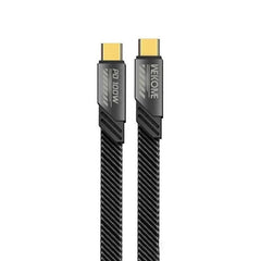 A black braided HDMI cable with gold-plated USB-C connectors on both ends, featuring a gray protective sleeve with the brand name 'MEIKONE' and 'PD 100W' printed on it, set against a plain white background.