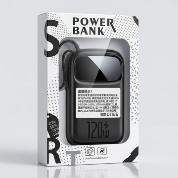 120W Fast Charging Power Bank Pakistan | Built-in Cable
