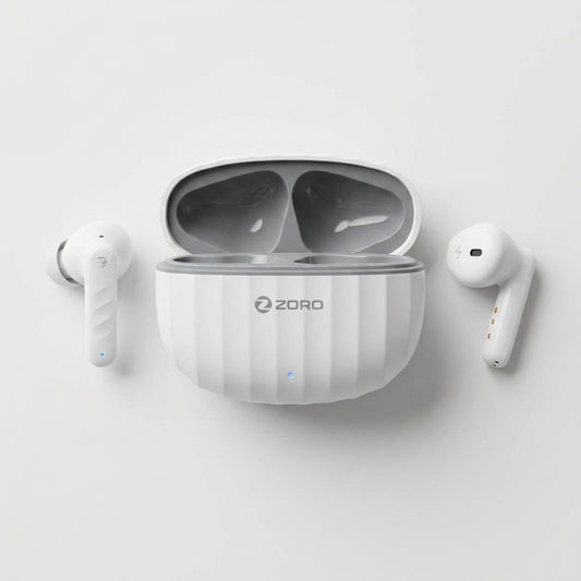 ZORO White TWS Wireless Earbuds – Bluetooth Earphones for Music, Calls & Everyday Comfort