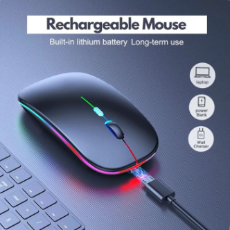 HP W10 Wireless Rechargeable RGB Gaming Mouse – Silent Click Bluetooth Mouse for Gaming & Office