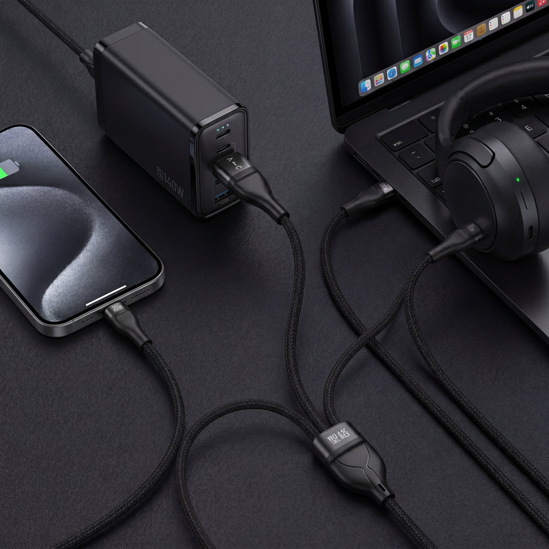 Flash Series II 3 in 2 100W Fast Charging Cable USB-C Lightning Micro USB