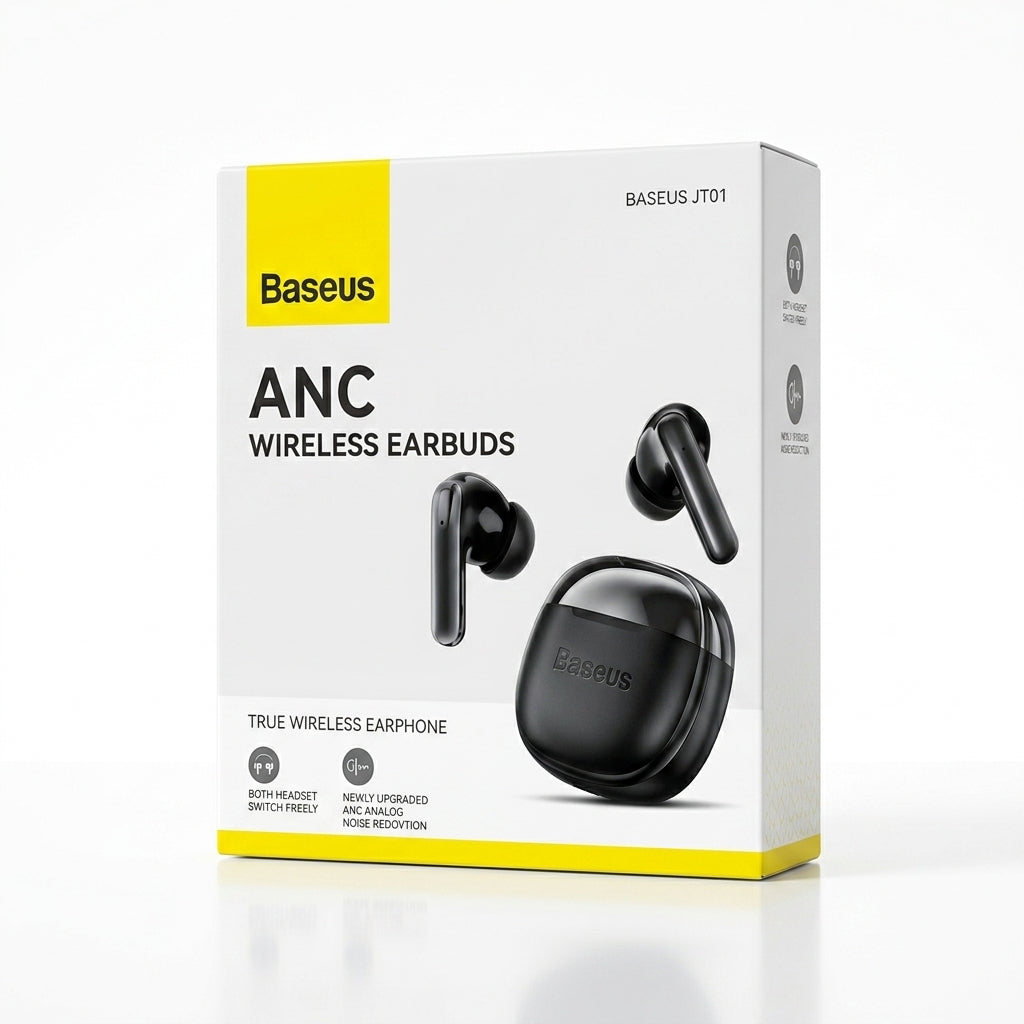 Baseus JT01 ANC Wireless Earbuds Bluetooth 5.2 Noise Cancelling Earphones