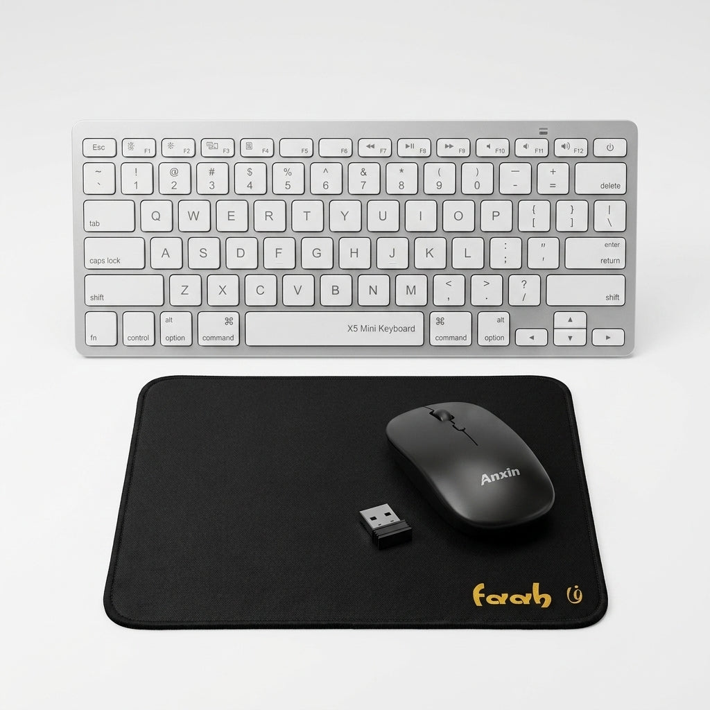 Wireless Keyboard and Mouse Combo with FREE Mouse Pad | Rechargeable Mouse | Faah