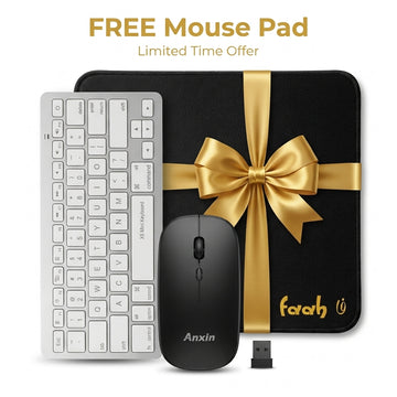 Wireless Keyboard and Mouse Combo with FREE Mouse Pad | Rechargeable Mouse | Faah
