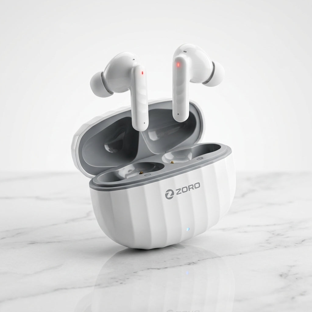 ZORO White TWS Wireless Earbuds Bluetooth Earphones