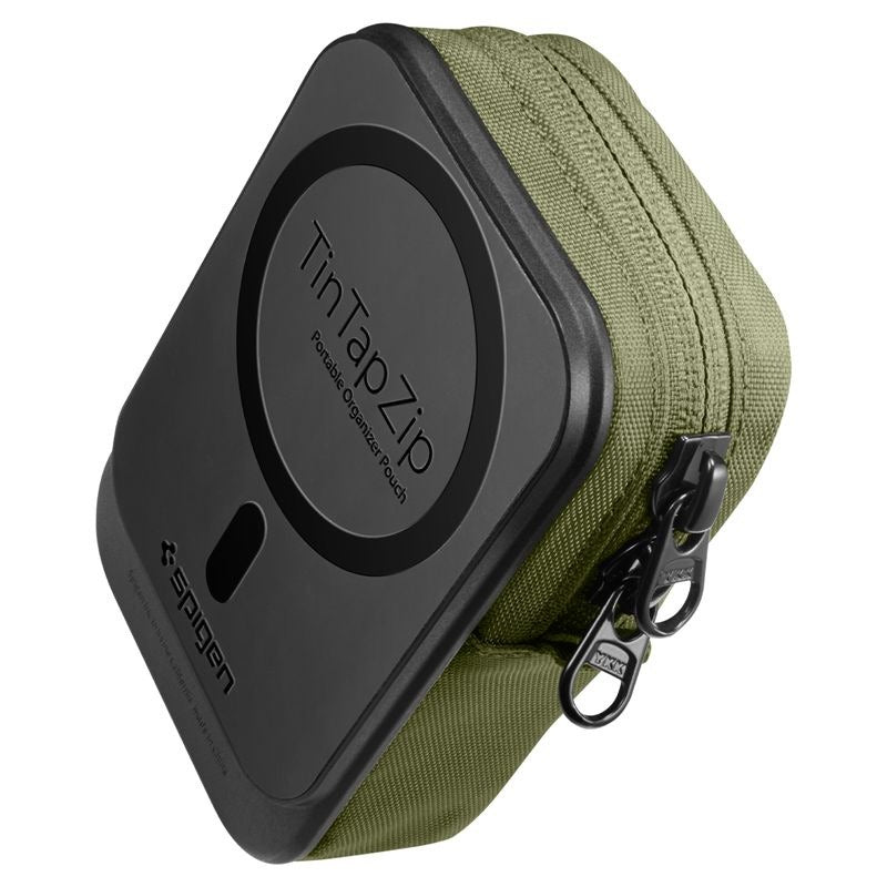Green carrying case with black lid featuring 'TinTap ZIP' branding on a white background