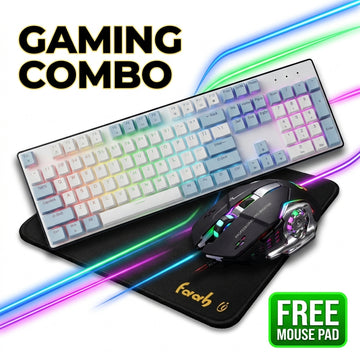 LUMO LM2104 RGB Mechanical Gaming Keyboard + RGB Gaming Mouse V6 Combo with FREE Faah Mouse Pad