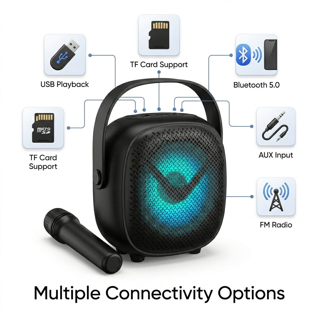 GTS 2008 Wireless Bluetooth Karaoke Speaker with Voice Changer Mic | Portable RGB Party Speaker
