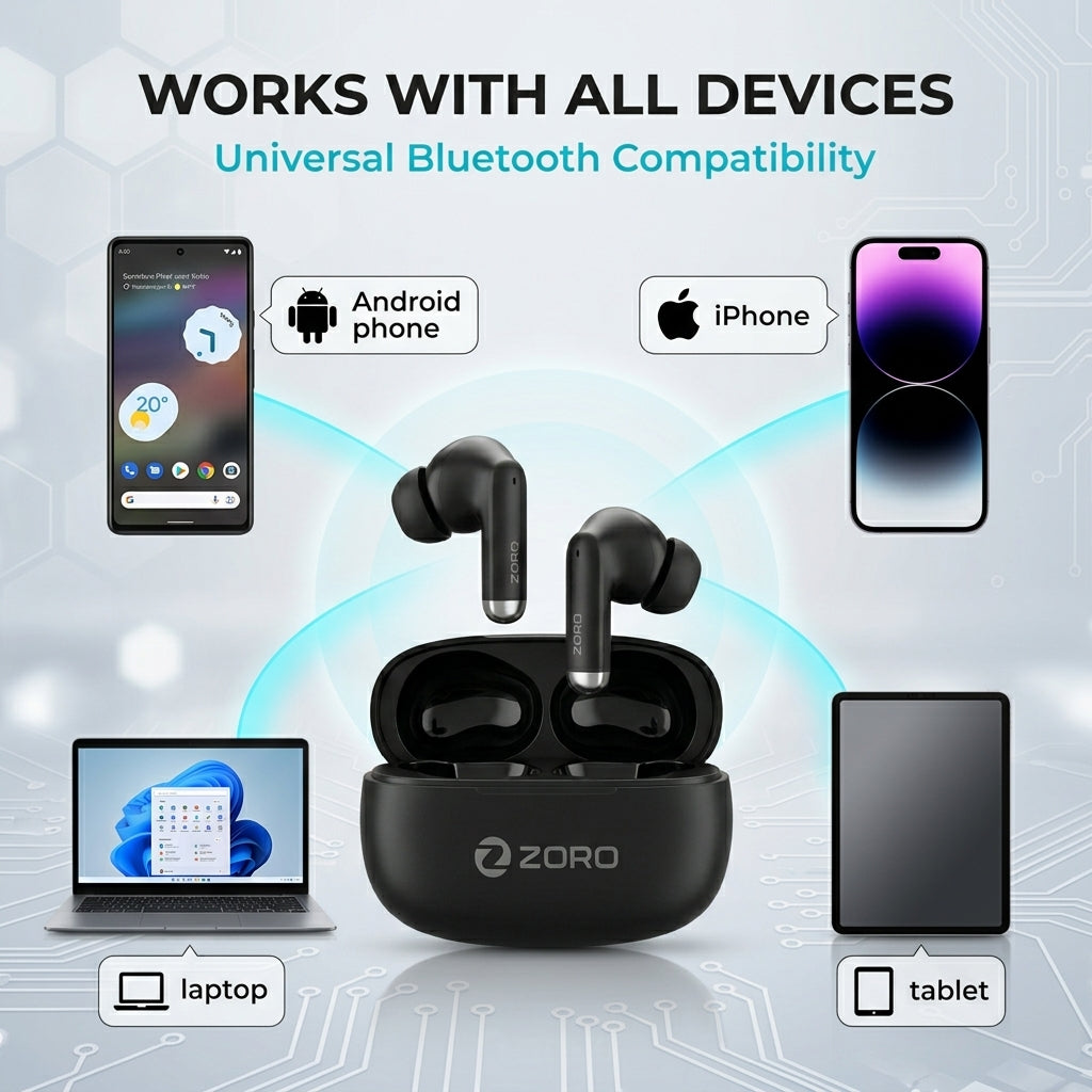 ZORO ZX2 Wireless Earbuds ENC Bluetooth Earbuds | 100H Playtime