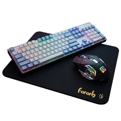 LUMO LM2104 RGB Mechanical Gaming Keyboard + RGB Gaming Mouse V6 Combo with FREE Faah Mouse Pad