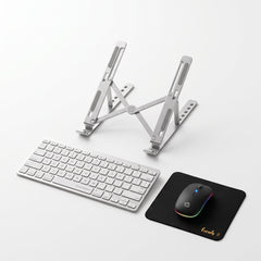 HP W10 Wireless RGB Mouse + X5 Bluetooth Keyboard + Adjustable Laptop Stand Combo with FREE Faah Mouse Pad